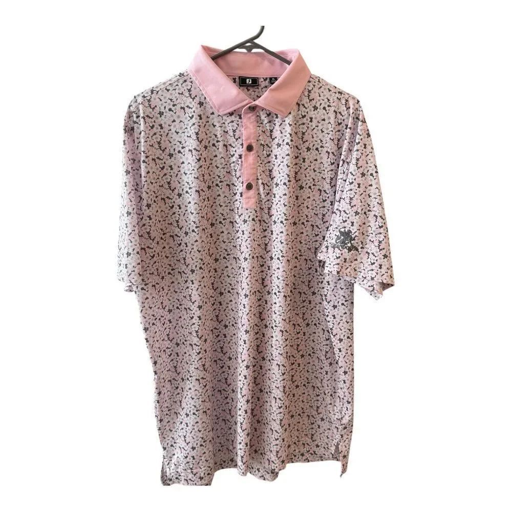 FootJoy Pink and Black Patterned Polo Shirt